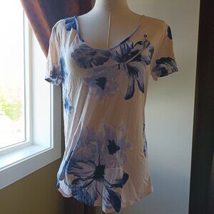 White & Blue Floral Blouse